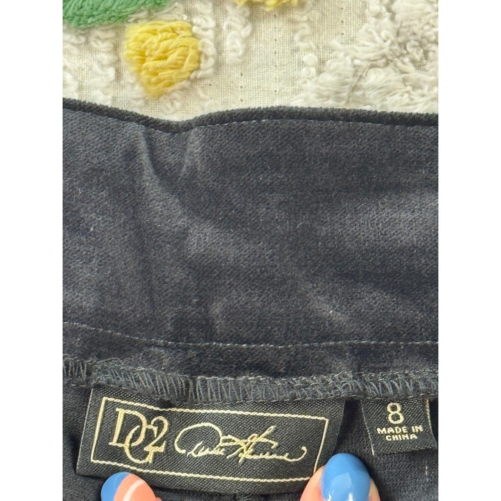 DG2 Diane Gilman Black Velvet Moleskin Wide Leg Trousers Pants‎ Size 8 NWT - Picture 4 of 7